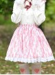 Japanese Style Soft Cute Floral Print Irregular Shape Pattern Design Pink Lady Classic Lolita Skirt 