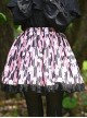 Black Pink Japanese Style Soft Cute Floral Print Decoration Irregular Shape Pattern Design Lady Classic Lolita Skirt 