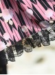 Black Pink Japanese Style Soft Cute Floral Print Decoration Irregular Shape Pattern Design Lady Classic Lolita Skirt 