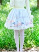Blue Sweet Japanese Style Delicate And Cute Graphic Print Chiffon Mesh Decoration Classic Lolita Skirt