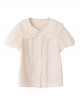 Apricot Cute Doll Neckline Bow Knot Embroidery Mesh Puff Sleeves Classic Lolita Shirt