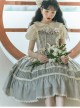 Apricot Cute Doll Neckline Bow Knot Embroidery Mesh Puff Sleeves Classic Lolita Shirt