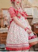 Ice Cherry Series Cherry Floral Print Pleated Mesh Personalized Square Neckline Bow Knots Classic Lolita Dress JSK Shirt Set