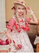 Ice Cherry Series Cherry Floral Print Pleated Mesh Personalized Square Neckline Bow Knots Classic Lolita Dress JSK Shirt Set
