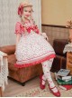 Ice Cherry Series Cherry Floral Print Pleated Mesh Personalized Square Neckline Bow Knots Classic Lolita Dress JSK Shirt Set