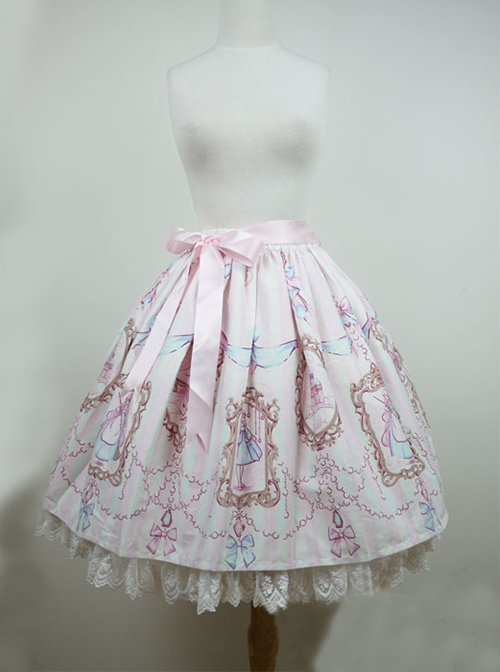 Cinderella Series Exquisite Graphic Print Design Jacquard Lace Hem Classic Lolita Sweet Skirt