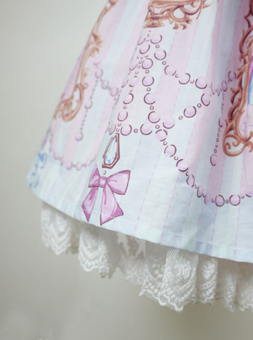 Cinderella Series Exquisite Graphic Print Design Jacquard Lace Hem Classic Lolita Sweet Skirt