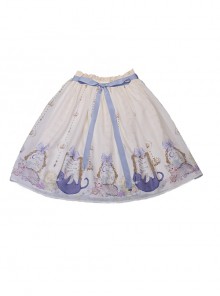 Miss Cat Series Cute And Delicate Cat Pattern Design Suede Chiffon Fabric Classic Lolita Skirt