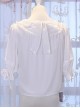 Miss Cat Series Solid Color  Pleated Heart Shape Lace Pleated Lace Neckline Trim Classic Lolita White Shirt