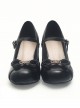 Solid Color Round Head Design Metal Hollow Heart Shape Bow Knot Classic Lolita Simple Medium Heel Shoes