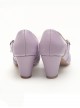 Solid Color Round Head Design Metal Hollow Heart Shape Bow Knot Classic Lolita Simple Medium Heel Shoes