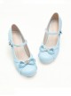 Solid Color Round Head Design Metal Hollow Heart Shape Bow Knot Classic Lolita Simple Medium Heel Shoes