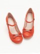 Solid Color Round Head Design Metal Hollow Heart Shape Bow Knot Classic Lolita Simple Medium Heel Shoes