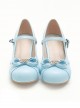 Solid Color Round Head Design Metal Hollow Heart Shape Bow Knot Classic Lolita Simple Medium Heel Shoes