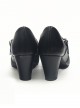 Solid Color Round Head Design Metal Hollow Heart Shape Bow Knot Classic Lolita Simple Medium Heel Shoes