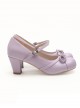 Solid Color Round Head Design Metal Hollow Heart Shape Bow Knot Classic Lolita Simple Medium Heel Shoes