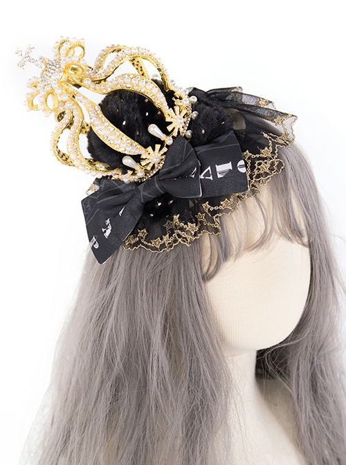 Do Not Fall Kingdom Series Metal Jewelry Ornate Little Crown Lace Bow Knot Decoration Classic Lolita Headdress