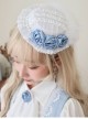Miss Leisha Series White Feather Ornate Pleated Rose Pearl Trim Grace Classic Lolita Headgear Hat