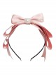 Cute Multi-Layer Bow Knots Design Pearl Heart Shape Decoration Classic Lolita Pink Headband