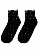 Milk Tea Polka Dot Series Daily Classic Lolita Pleated Lace Trim Sock