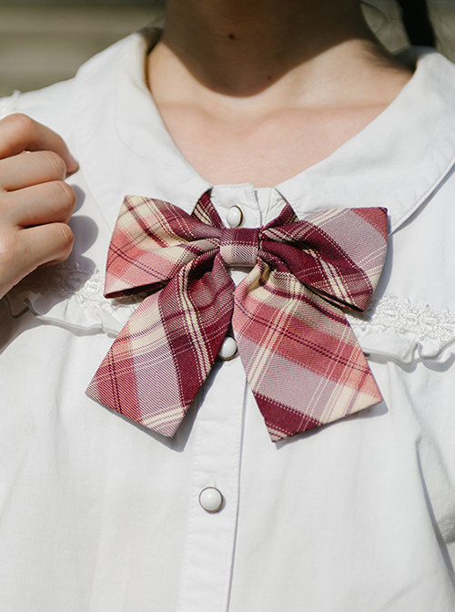 Strawberry Cheese Series JK Uniform College Girl Red White Pink Bow Knot Tie