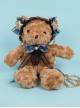 Classic Lolita Handmade Plush Teddy Bear Pleated Design Lace Jewelry Pearl Chain Crossbody Bag