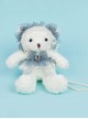 Classic Lolita Handmade Plush Teddy Bear Pleated Design Lace Jewelry Pearl Chain Crossbody Bag