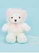 Classic Lolita Handmade Plush Teddy Bear Pleated Design Lace Jewelry Pearl Chain Crossbody Bag