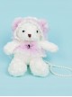 Classic Lolita Handmade Plush Teddy Bear Pleated Design Lace Jewelry Pearl Chain Crossbody Bag