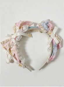 Cute Pink Pleated Bow Knot Star Shape Decoration Classic Lolita Kid Headband