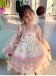 Cute Sweet Pleated Ruffled Lace Jacquard Big Bow Knot Design Classic Lolita Kid Dress