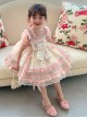 Cute Sweet Pleated Ruffled Lace Jacquard Big Bow Knot Design Classic Lolita Kid Dress