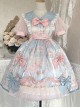 Cherry Blossom Candy Paper Series Sweet Girl Graphic Print Decoration Bow Knot Doll Neckline Classic Lolita Short Sleeve Dress