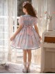 Cherry Blossom Candy Paper Series Sweet Girl Graphic Print Decoration Bow Knot Doll Neckline Classic Lolita Short Sleeve Dress
