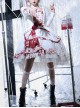 Blood Stained Series Dark Folds Bloodstained Decoration Detachable Rosette Slit Triple Hem Trim Long Sleeve Pearl Trim Gothic Lolita Dress