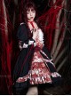 Blood Stained Series Dark Folds Bloodstained Decoration Detachable Rosette Slit Triple Hem Trim Long Sleeve Pearl Trim Gothic Lolita Dress