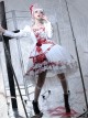 Blood Stained Series Dark Folds Bloodstained Decoration Detachable Rosette Slit Triple Hem Trim Long Sleeve Pearl Trim Gothic Lolita Dress