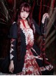 Blood Stained Series Dark Folds Bloodstained Decoration Detachable Rosette Slit Triple Hem Trim Long Sleeve Pearl Trim Gothic Lolita Dress