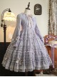 Tasha'S Garden Series Purple Multi-Layer Pleats Hem Elegant Retro Bow Knot Long Sleeve Classic Lolita Dress