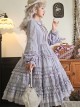 Tasha'S Garden Series Purple Multi-Layer Pleats Hem Elegant Retro Bow Knot Long Sleeve Classic Lolita Dress