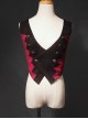 Black Forest Series Halloween Style Rhombus Red And Black Plaid Design Double Row Metal Buttons Classic Lolita Vest