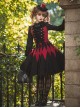 Black Forest Series Halloween Style Rhombus Red And Black Plaid Design Double Row Metal Buttons Classic Lolita Vest