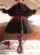 Black Forest Series Halloween Style Elegant Pleated Hem Rhombus Red And Black Plaid Waist Design Classic Lolita Skirt 