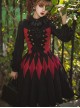 Black Forest Series Halloween Style Elegant Pleated Hem Rhombus Red And Black Plaid Waist Design Classic Lolita Skirt