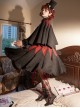 Black Forest Series Halloween Style Elegant Pleated Hem Rhombus Red And Black Plaid Waist Design Classic Lolita Skirt