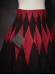 Black Forest Series Halloween Style Elegant Pleated Hem Rhombus Red And Black Plaid Waist Design Classic Lolita Skirt