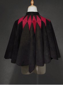 Black Forest Series Halloween Style Irregular Cut Hem Red Rhombus Pattern Design Classic Lolita Cape