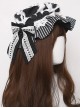 Black And White Cute Little Cow Pleated Ruffle Bow Knot Decoration Classic Lolita Hat