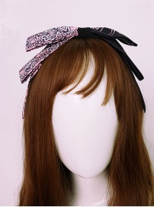 Classic Lolita Blackberry Bear Series Sweet Personality Geometric Pattern Decoration Black Pink Bow Knot Headband