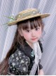 Elegant Green Lily Of The Valley Decoration Lace Ribbon Forest Style Classic Lolita Flat Straw Kid Hat